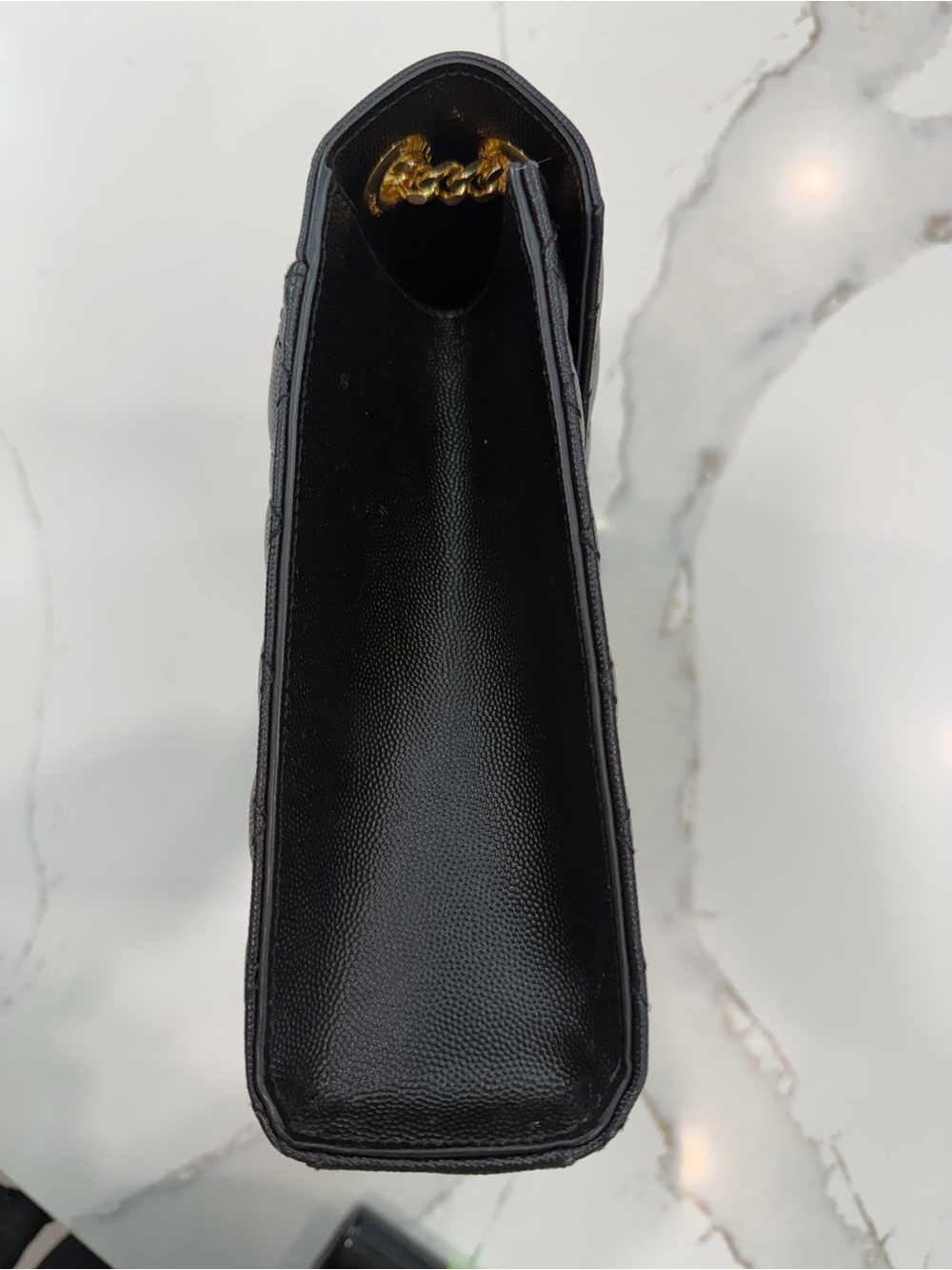 Saint Laurent Black Quilted Chevron Envelope Shoulder Bag with Gold Hardware - Picture 6 of 13